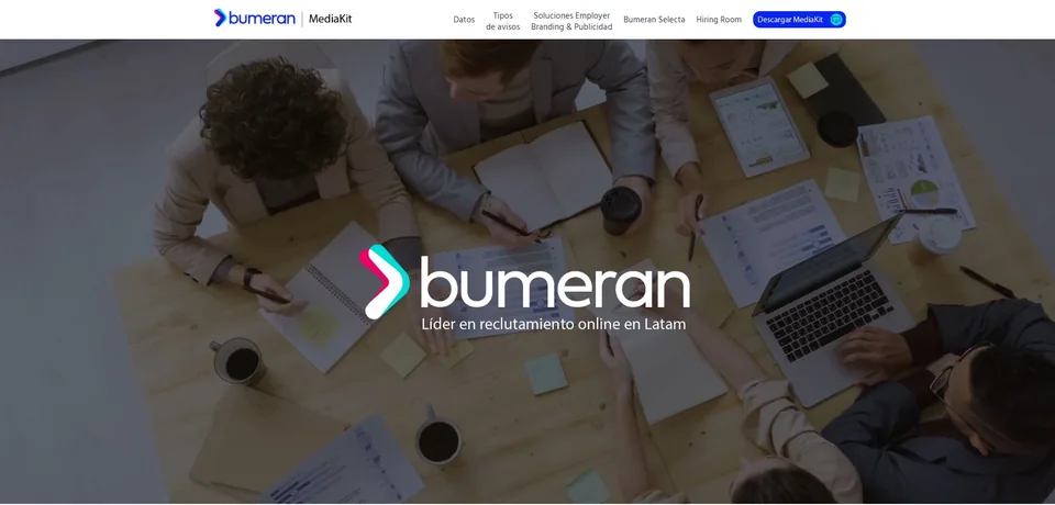 Vista de Bumeran · Media kit