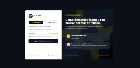 Acceso público al portal de El Paseo Distribuidora